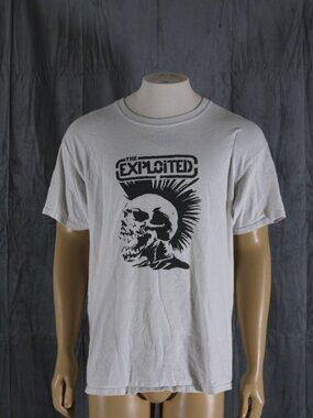 Band Shirt - The Exploited Lets Start War Album Cover Graphic - Mens Large